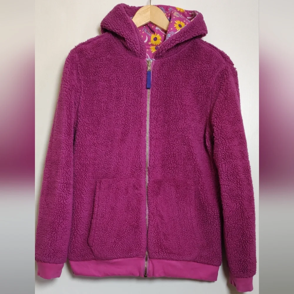 Lands End Pink Sherpa Reversible Hoodie